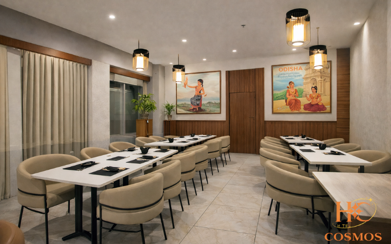 Modern restaurant and dining area at Hotel Cosmos Bhubaneswar